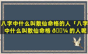 八字中什么叫散仙命格的人「八字中什么叫散仙命格 🐼 的人呢」
